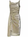 Rabanne Ruched Lurex Minidress In Silver Gold