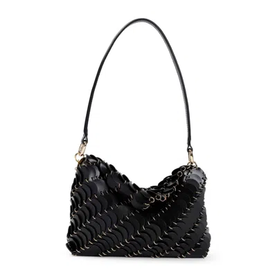 Rabanne Paco Foldover Top Shoulder Bag In Black