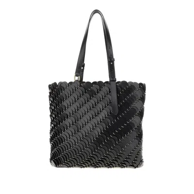 Rabanne 'paco' Leather Tote Bag In Black