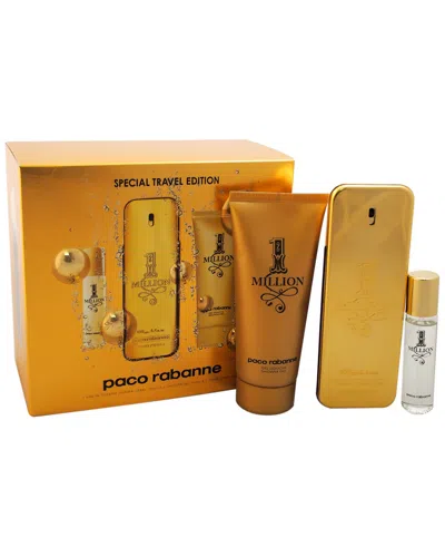 Rabanne Paco  1 Million Men's 3pc Gift Set In Yellow