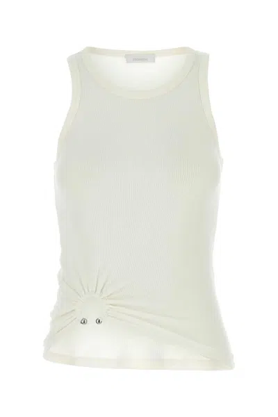 Rabanne Paco  White Stretch Cotton Tank Top In Neutral