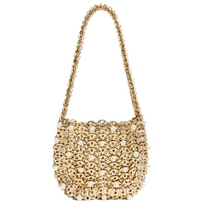 Rabanne Paco  1969 Moon Pearl Embellished Shoulder Bag In Gold Tone