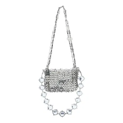Rabanne Paco  1969 Nano Double Chain Shoulder Strap Bag In Silver