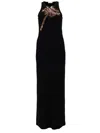 Rabanne Embellished Ribbed Stretch-cotton Midi Dress In Black