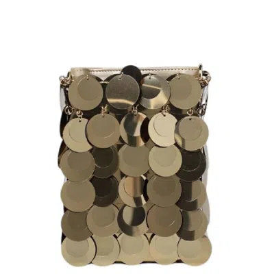 Rabanne Paco  Adjustable Metal Shoulder Strap Bag In Gold