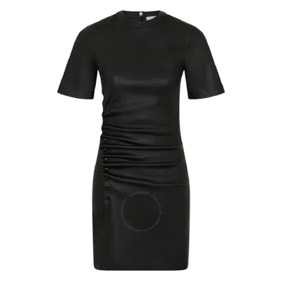 Rabanne Paco  Asymmetrical Side Smooth Leather Mini Dress In Black