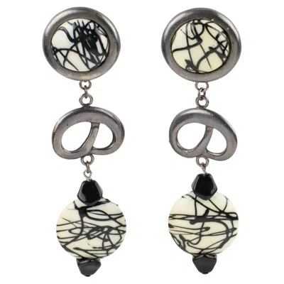 Pre-owned Rabanne Paco  Black And White Resin And Metal Clip-on Earrings