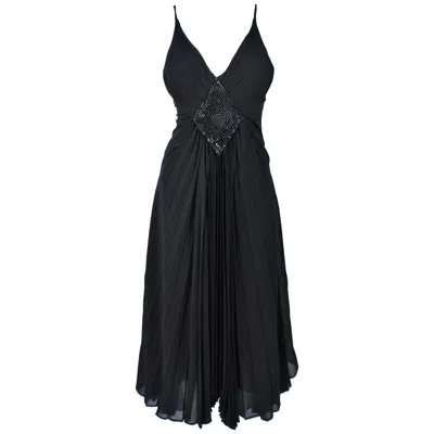 Pre-owned Rabanne Paco  Black Silk Jerset Dress With Rhinestone Detail Size 42