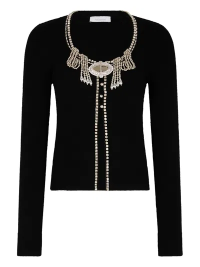 Rabanne Paco  Black Viscose Polyamide Sweater Cardigan In Multi