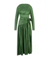 Rabanne Green Satin Long Dress With Bow In Green