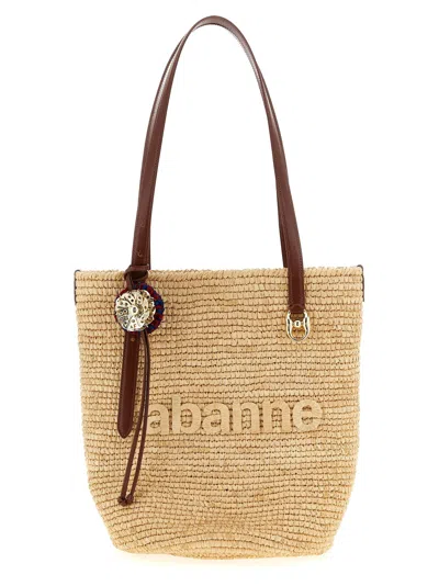 Rabanne Paco  Braided Raffia Tote Bag In Beige