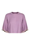 Rabanne Cotton Blend Crew-neck Sweater In Pink