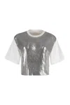 Rabanne Cropped Cotton-jersey And Chainmail T-shirt