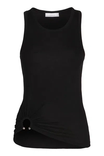 Rabanne Ribbed Cotton Tank Top In Black