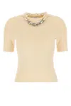 RABANNE PACO RABANNE CREAM STRETCH SILK BLEND SWEATER
