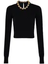 Rabanne Cropped Sweater With Chain Detail In Black