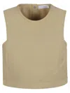 Rabanne Back Bow Sleeveless Cropped Crew Neck Top