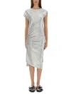 Rabanne Asymmetric Ruched Stretch-lurex Dress