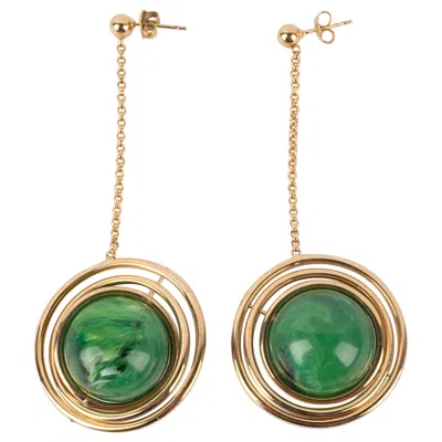 Pre-owned Rabanne Paco  Earrings With Green Resin Pearls