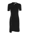 Rabanne Side Snap Ruched Asymmetric Minidress In Black