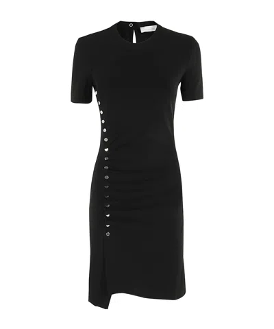 RABANNE PACO RABANNE EMBELLISHED ASYMMETRIC DRAPED DRESS
