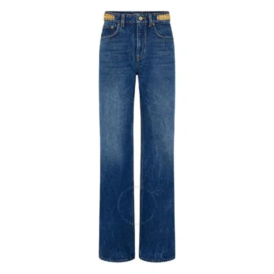 RABANNE PACO RABANNE EMBELLISHED DARK DENIM STONE JEANS