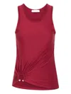 Rabanne Stretch Viscose Top Metal Embellishments In Red