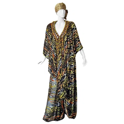 Pre-owned Rabanne Paco  Haute Couture Jeweled Necklace Caftan Dress Collectors, Museums In Black