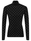 Rabanne Embellished Fitted Turtleneck Long Sleeve Top In Black