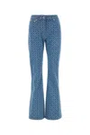 Rabanne Denim Flare Print Trousers In Printed