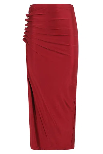 Rabanne Jupe Scarlet Jersey Satin Maxi Skirt In Red