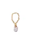 Rabanne Xl Link Pendant Necklace In Gold With Transparent Crystal In Grey