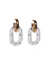 Rabanne Xl Double Link Earrings Transparent And Gold In Grey