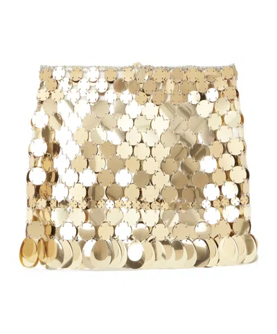 Rabanne Paillette-embellished Chainmail Mini Skirt In Gold
