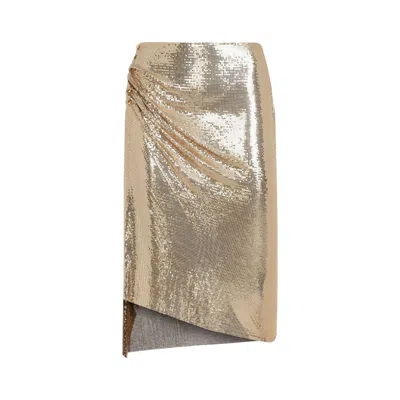 Rabanne Golden Aluminum Knee Skirt