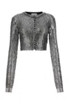 Rabanne Silver Stretch Acetate Blend Cardigan In Silver