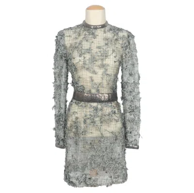 Pre-owned Rabanne Paco  Lace Dress 1990s In Gray