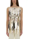 Rabanne Paco  Laminated Pleated Satin Top