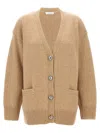 Rabanne Logo Button Cardigan In Brown