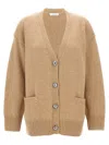 Rabanne Logo Button Cardigan In Beige