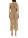 Rabanne Paco  Long Crochet Dress In Gold