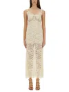 Rabanne Ivory Stretch Lace Evening Dress