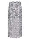 Rabanne Midi Skirt With Scalloped Waistline And Metallic Lace Fabric In Gray