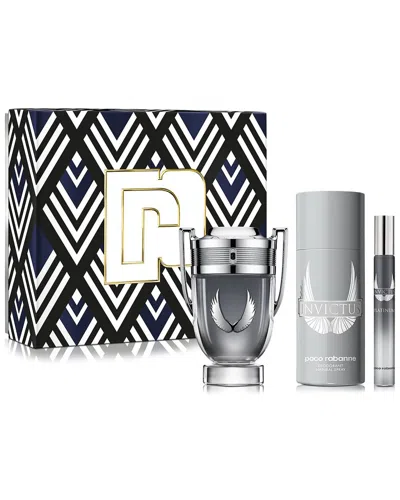 Rabanne Paco  Men's 3.4oz Invictus Platinum 3pc Set