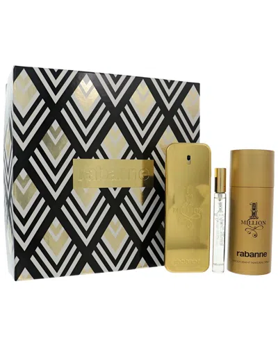 Rabanne Paco  Men's 3pc 1 Million Edt Spray In Transparent