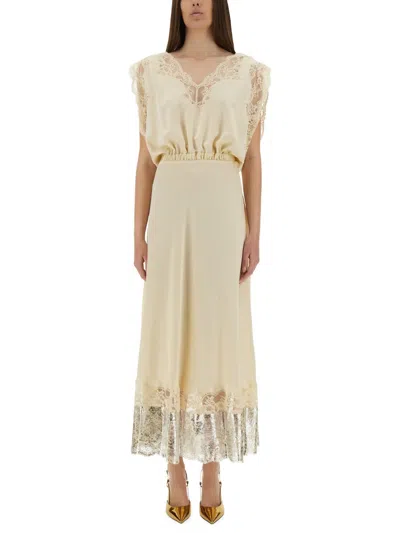 Rabanne Paco  Midi Dress With Lace Inlays