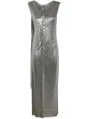 Rabanne Mesh Draped Maxi Sequin Dress In Grey