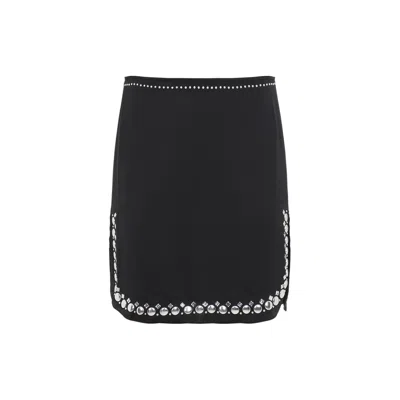 Rabanne Embellished Satin Mini Skirt In Black
