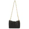 Rabanne Paco  Nano Leather Disc Shoulder Bag In Gold Tone/black