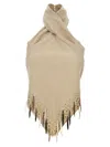 Rabanne Draped Halterneck Top Metallic Accents In Neutral